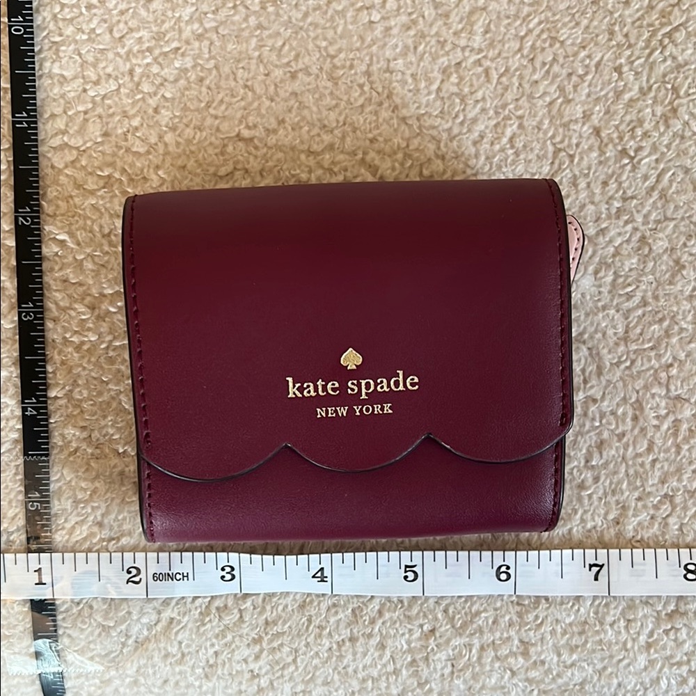 kate spade Burgundy and Light Pink Scallop Edge Wallet